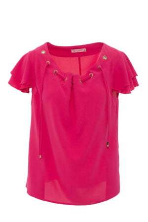 Elegancka i przewiewna różowa bluzka