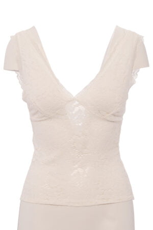 Śliczna biała bluzka z koronką. Wszyte usztywniane miseczki