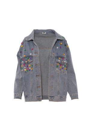 Stylowa katana z kolorowymi kamieniami na kieszonkach