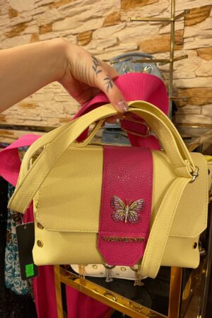 ŻÓŁTO-RÓŻOWA TOREBKA Z MOTYLEM - POLSKI PRODUCENT MASSIMO CONTTI