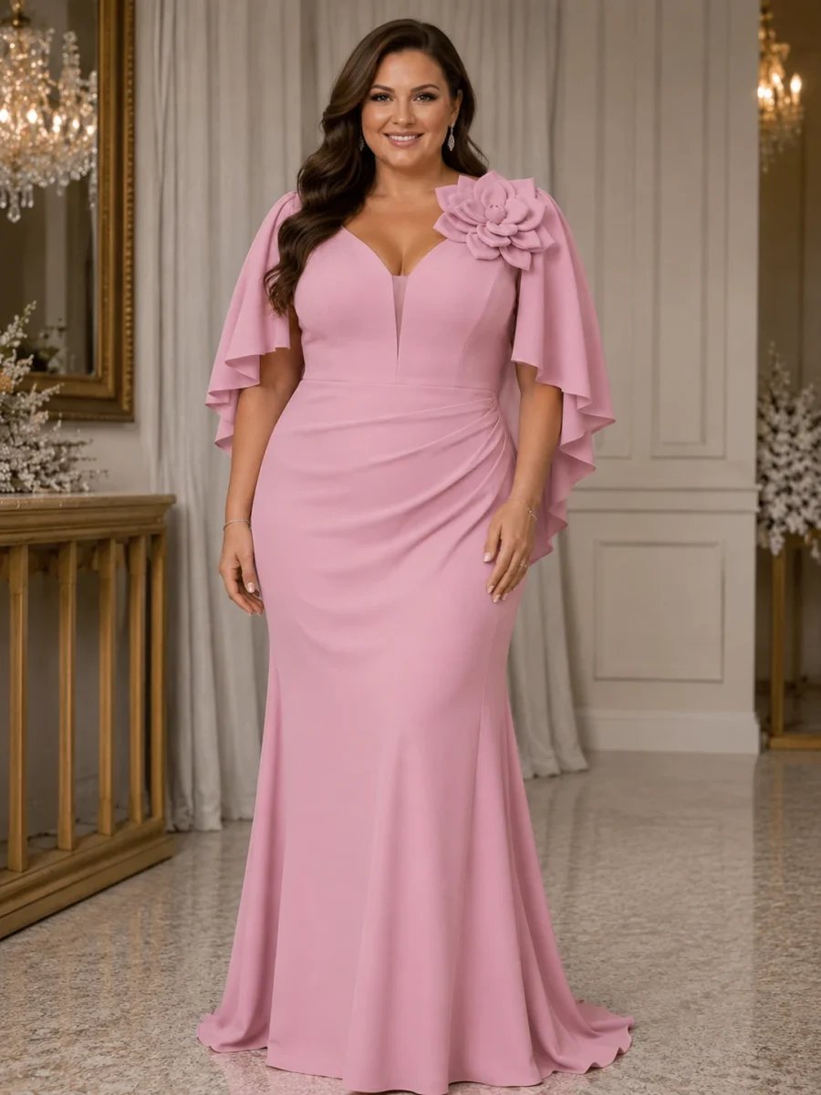 Elegancka długa sukienka rosalie w pudrowym różu na wesele i dla mamy weselnej